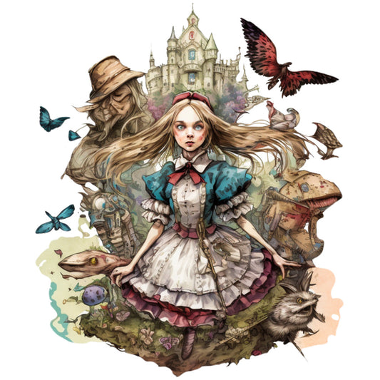 Classic Alice in Wonderland Fabric Panel 1