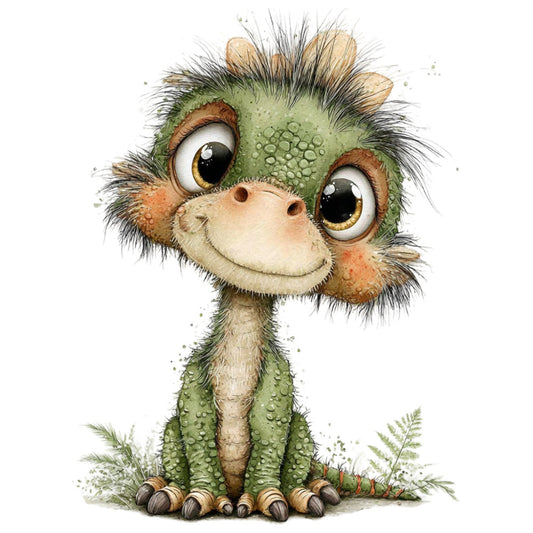 sage green, moss green, cream, tan, golden yellow, rust orange, whimsical, cute, children's, animals, dinosaur, reptile, playful, illustration, watercolor, fantasy, storybook, nursery, baby, kid's fabric, fern, botanical, nature-inspired, charming, gentle, decorative, apparel, home decor