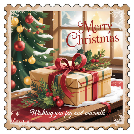 Vintage Christmas Stamps Fabric Panel 59