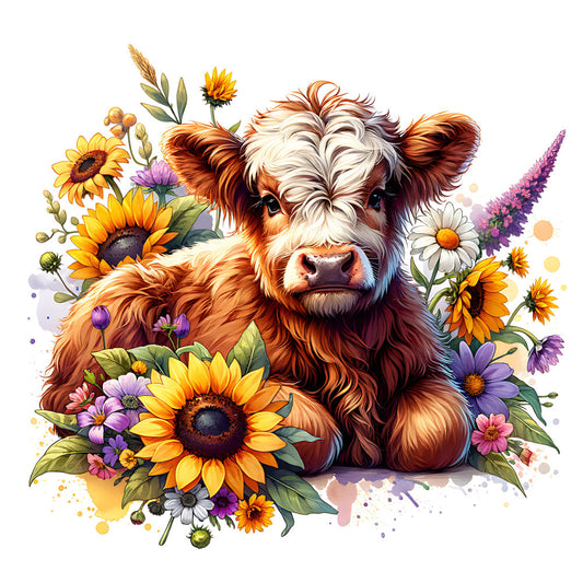 Fancy Highland Cows Fabric Panel 9