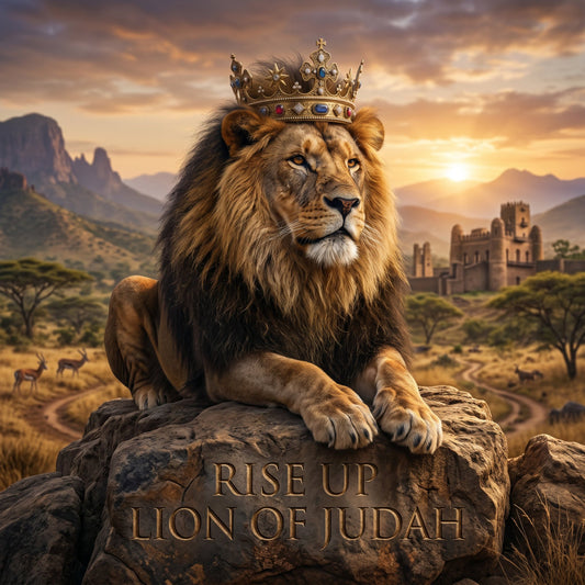 lion, judah, motivational, inspirational, gold, tan, brown, bronze, cream, safari, wildlife, animals, majestic, regal, crown, castle, mountain landscape, sunset, african, nature, elegant, dramatic, spiritual, religious, strength, power, courage, adventure, boy, men