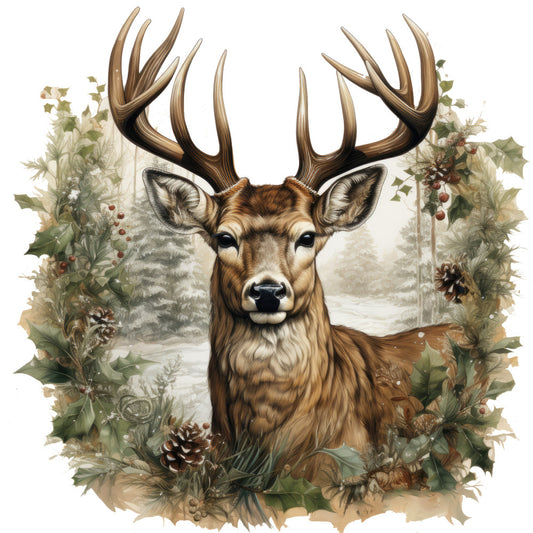 Vintage Deer Head Fabric Panel 14