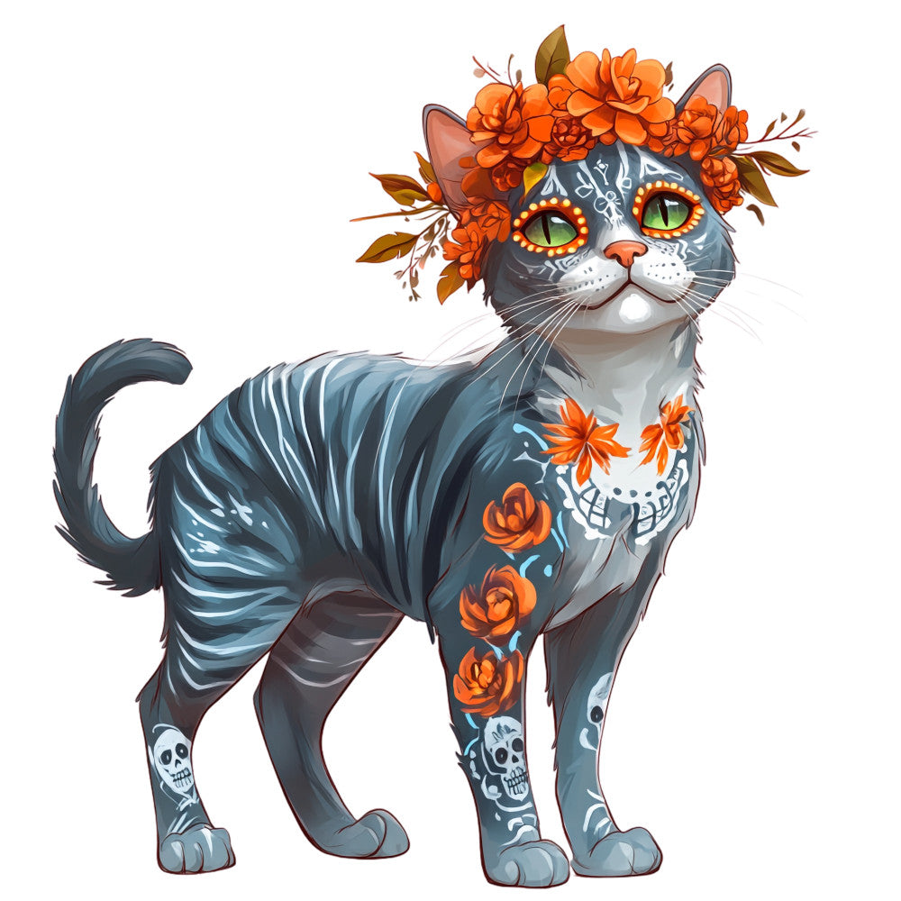 Cats de Los Muertos Fabric Panel 7