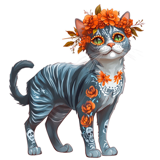 Cats de Los Muertos Fabric Panel 7