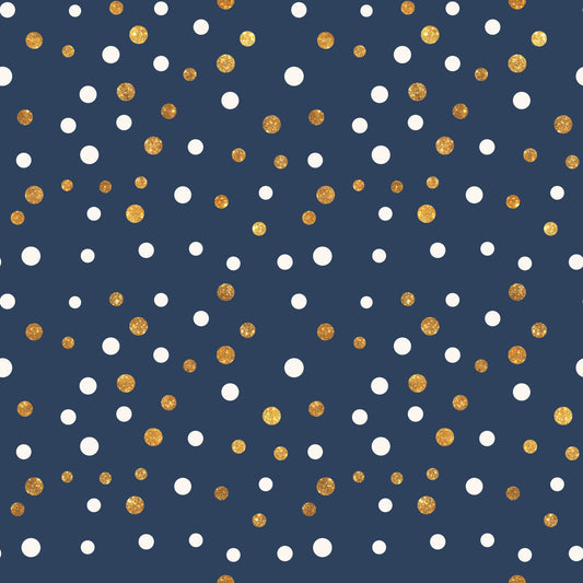 Navy and Gold Celebration Pattern 1 Quilting Cotton Fabric