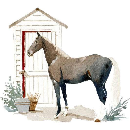 Watercolor Horses Fabric Panel 11