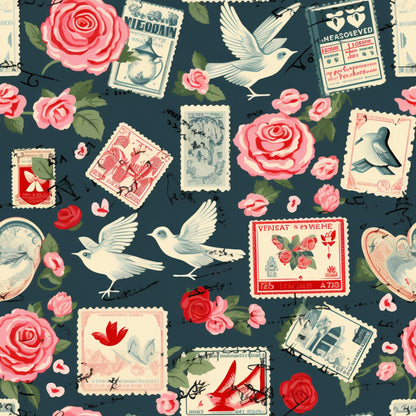 Postmarked Roses Pattern 8 Minky Fabric