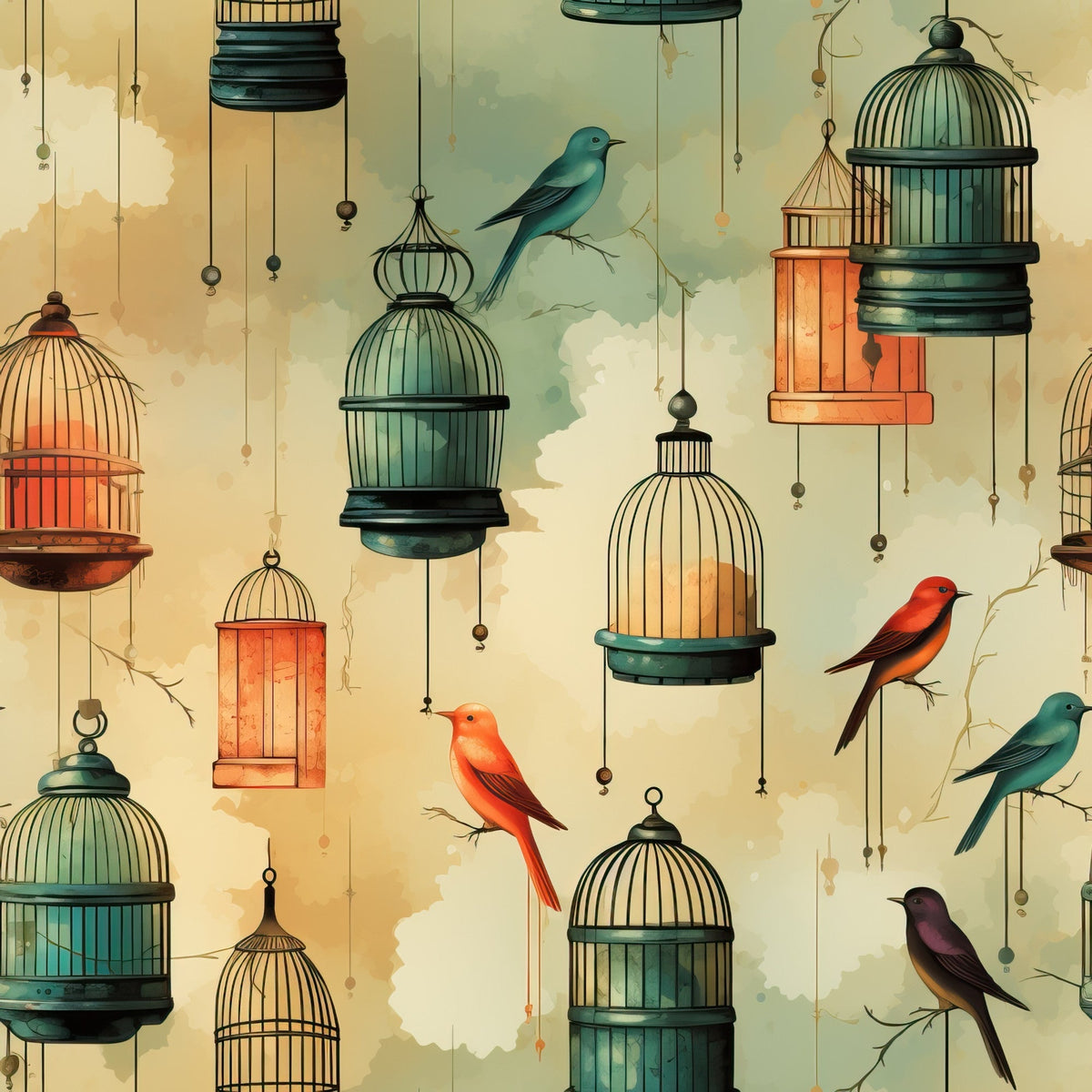 Gilded Aviary Pattern 8 Minky Fabric