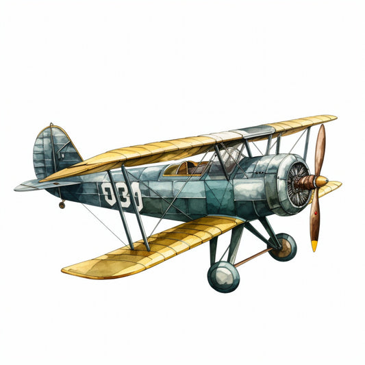 vintage airplane, biplane, retro aircraft, steampunk, aviation, antique plane, historical aircraft, yellow wings, sage green, metallic gold, bronze, cream, propeller, airplane motif, transportation, travel theme, nostalgic, vintage aviation, early 1900s, classic design, collectible, novelty print, men's quilt, boy's quilt, adventure theme, steampunk aesthetic, industrial style, heritage fabric, timeless design