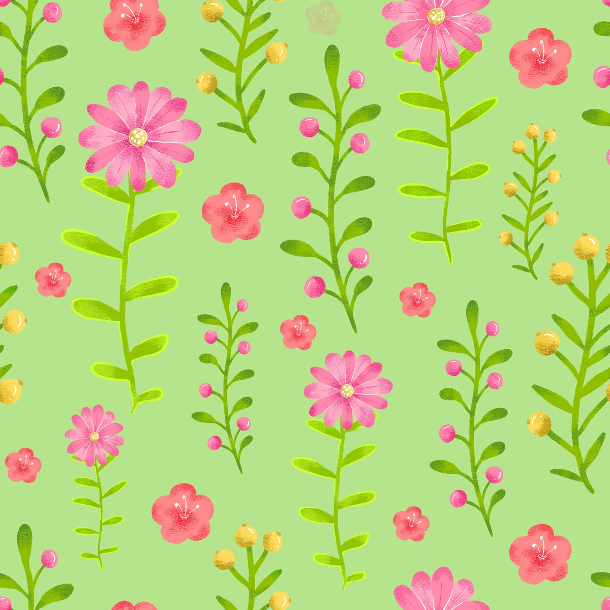 Berry Blossom Meadow Pattern 3 Minky Fabric