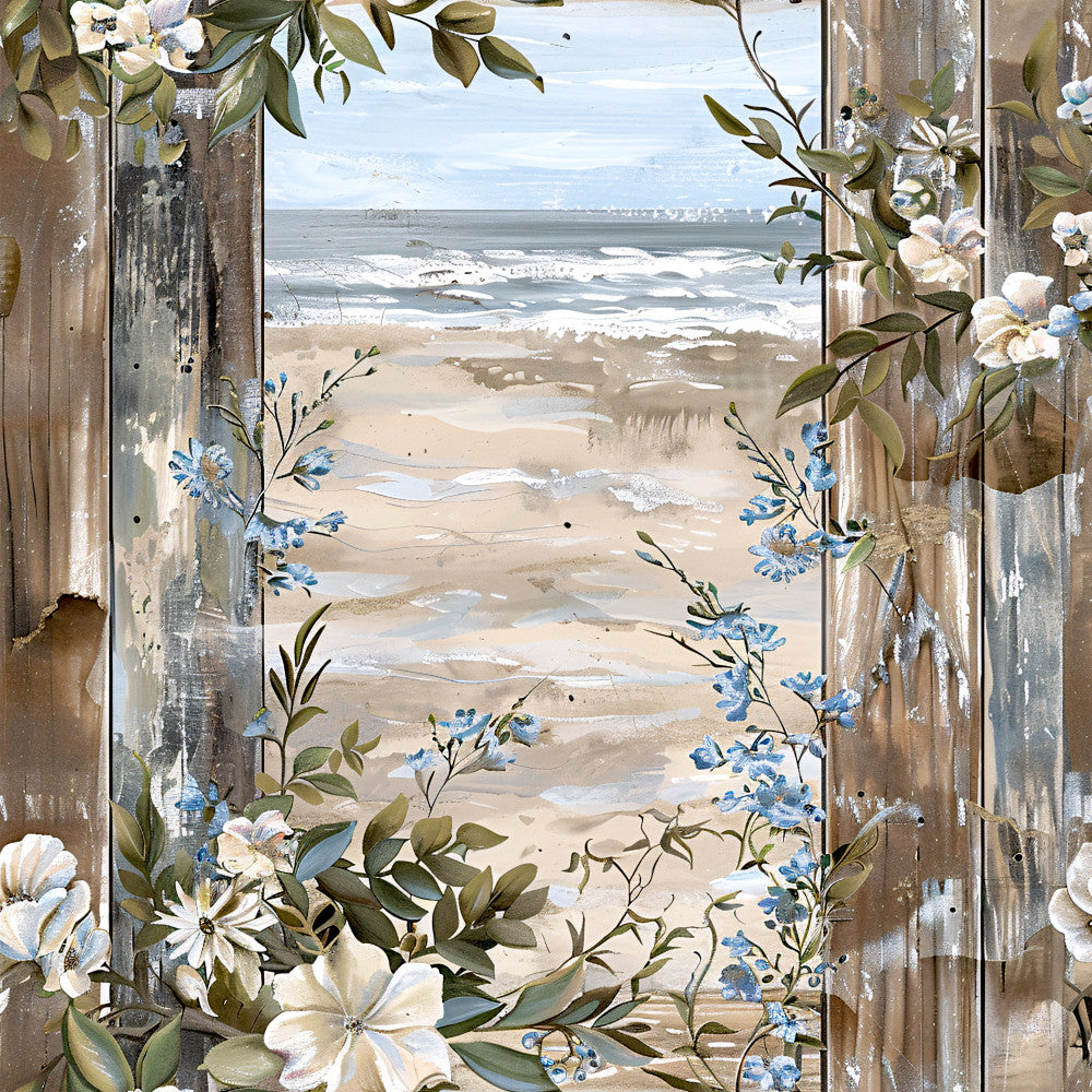 Floral Beach Scenes Fabric Panel 12