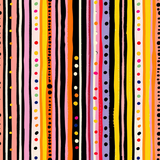 Colorful Stripes and Dots Pattern 9 Quilting Cotton Fabric