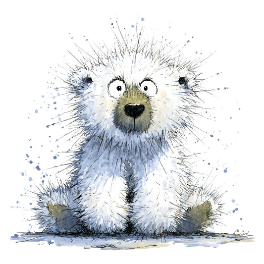 white, blue, gray, navy blue, light blue, watercolor, splatter, abstract, animal, otter, wildlife, whimsical, playful, cute, children, baby, modern, artistic, nature, winter, cold tones, expressive, sketch style, ink splatter, furry creature, kids decor, nursery, aquatic animal, surprised expression, splashed paint effect