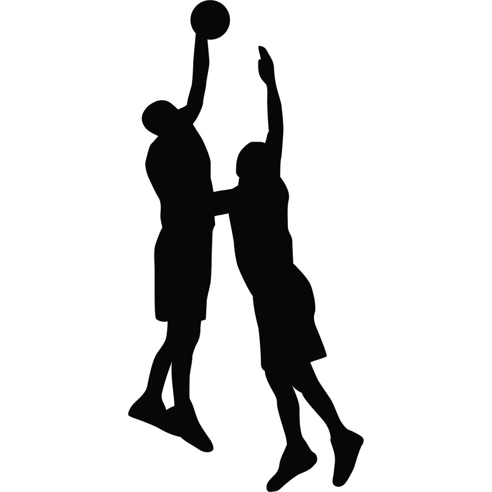 basketball, sports, silhouette, black, athletic, players, game, competitive, team sports, modern, action, dynamic, jumping, shooting, defense, high contrast, contemporary, youth, recreation, street ball, court, training, sport theme, monochrome, bold, graphic, minimalist, energetic