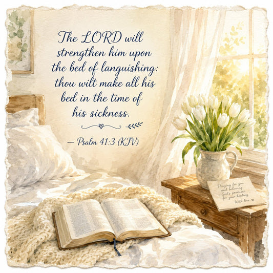 inspirational, religious, scripture, psalm, cream, beige, tan, soft yellow, white, floral, tulips, bible, bedroom, peaceful, calming, elegant, traditional, vintage, farmhouse, rustic, botanical, flowers, faith, spiritual, healing, comfort, sympathy, get well, encouragement, cottage core