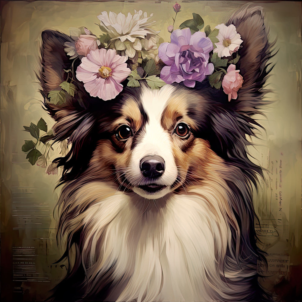 Dog Ephemera Art Fabric Panel 9