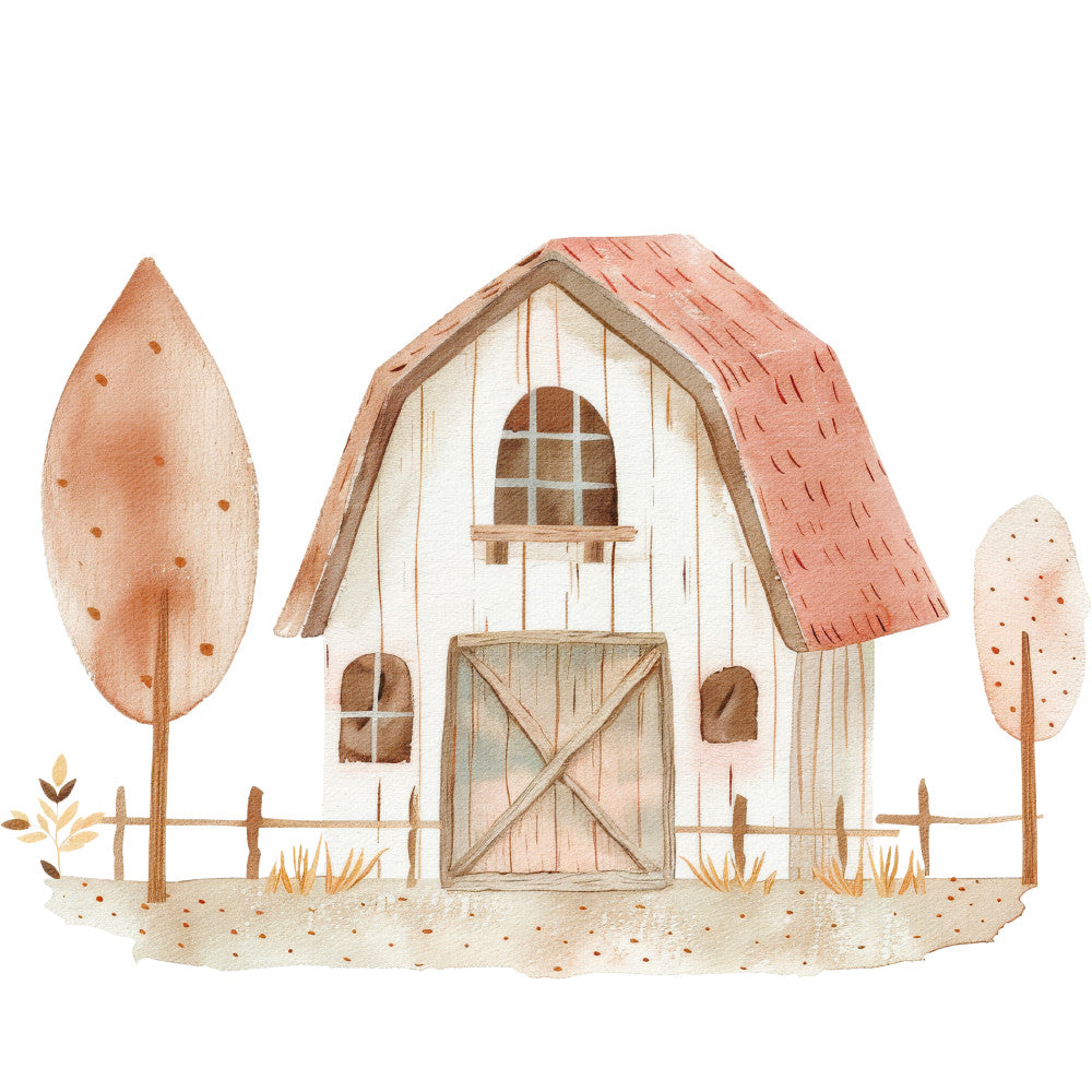 Watercolor Farm Fabric Panel 35