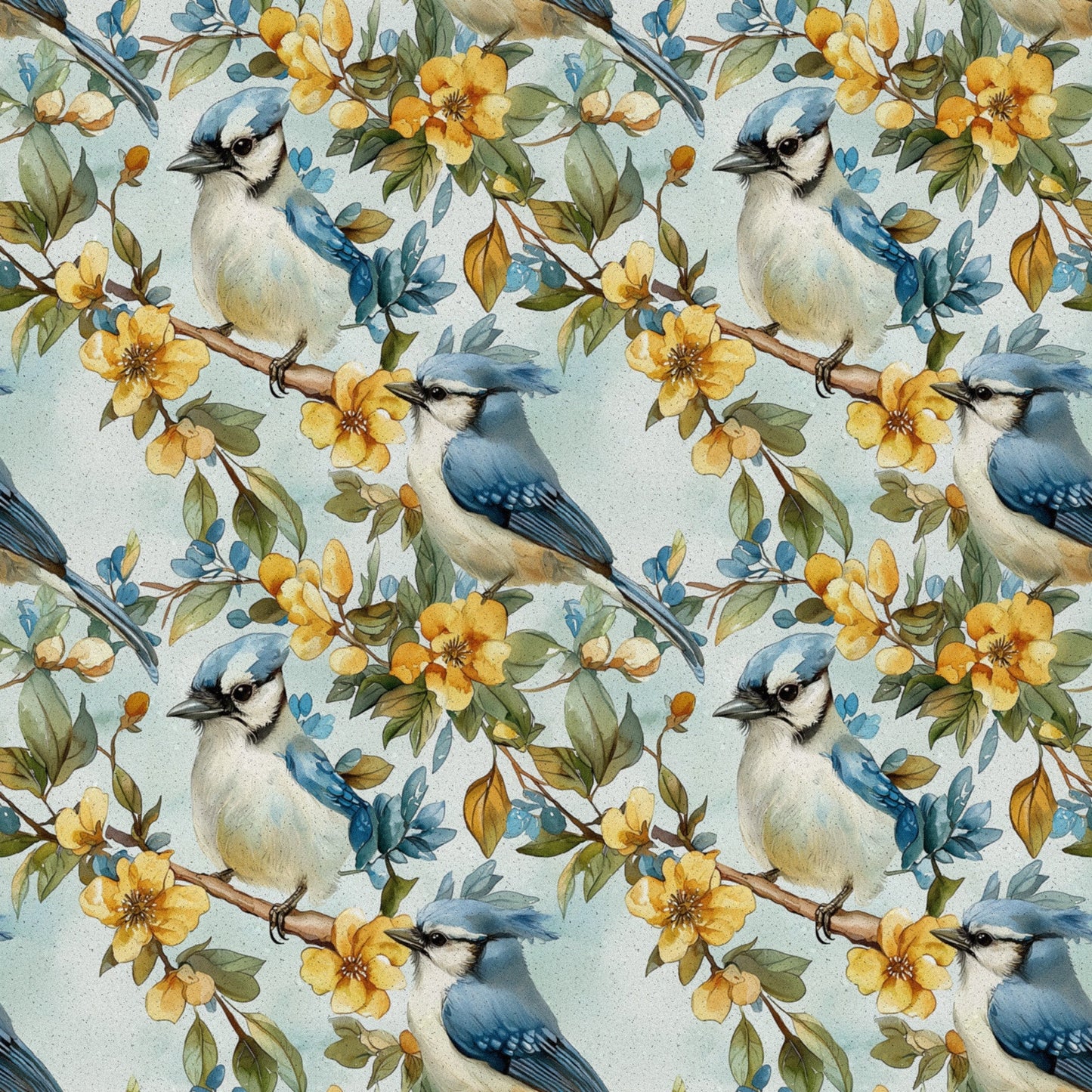 Blue Jay Florals Pattern 7 Quilting Cotton Fabric