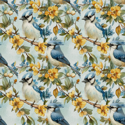 Blue Jay Florals Pattern 7 Quilting Cotton Fabric