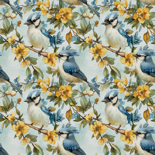 Blue Jay Florals Pattern 7 Quilting Cotton Fabric