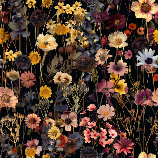 Realistic Dried Flowers Pattern 1 Quilting Cotton Fabric