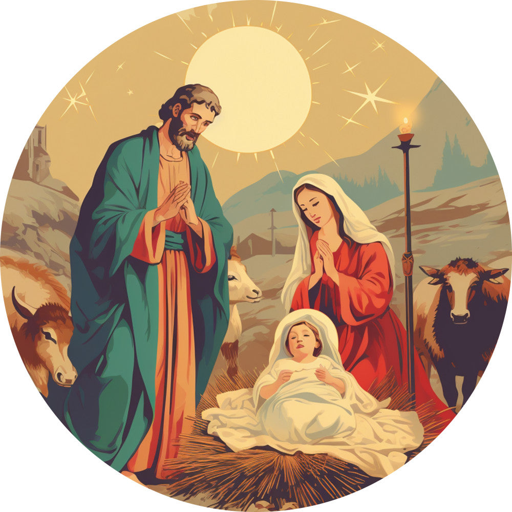 Nativity Christmas Ornaments Fabric Panel 8