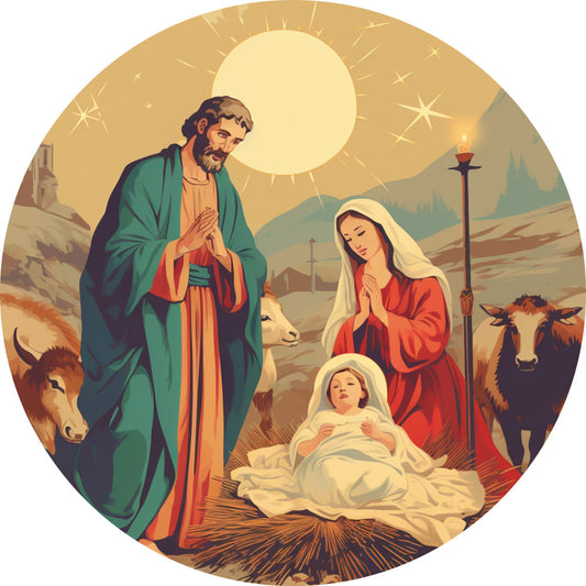 Nativity Christmas Ornaments Fabric Panel 8