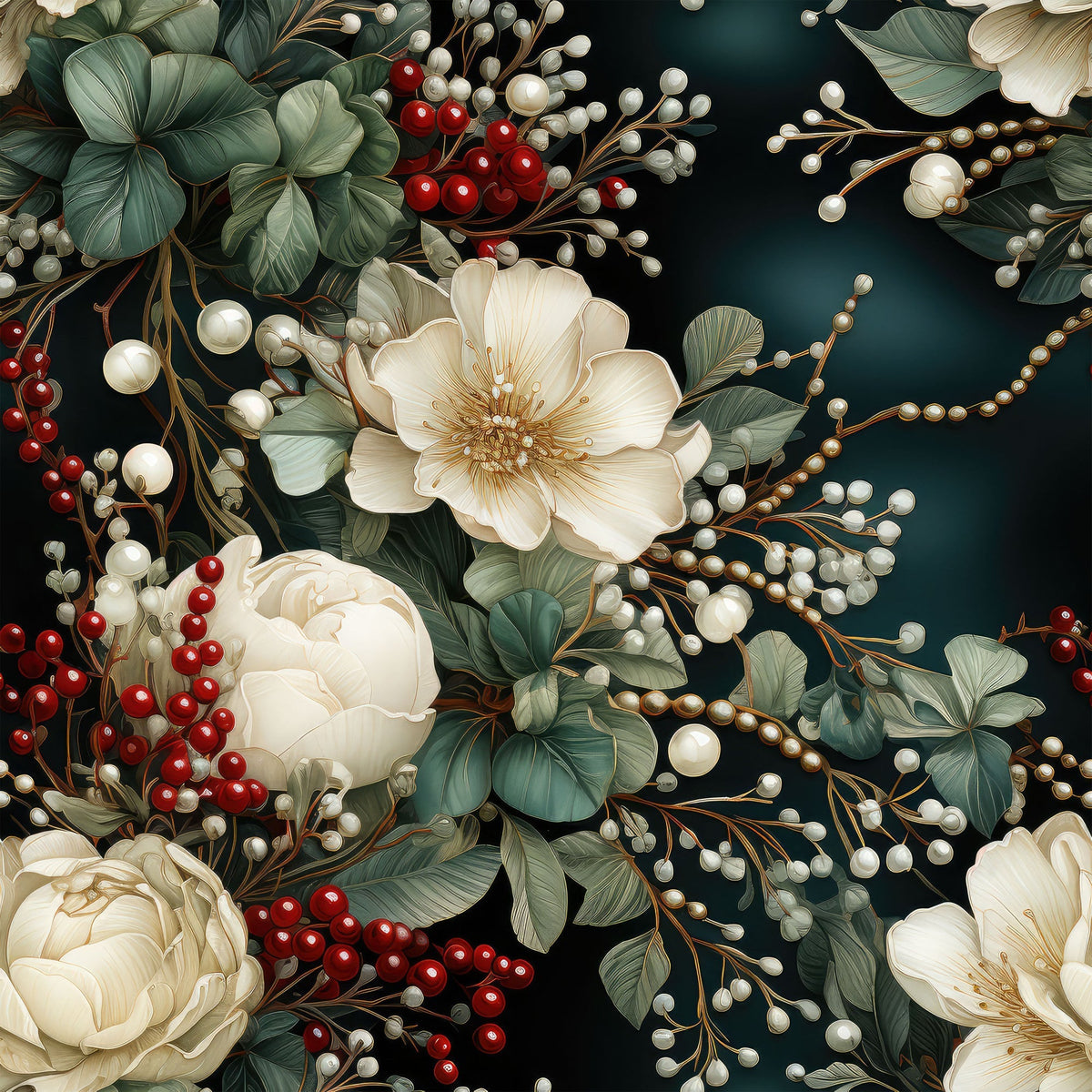 Winterberry Blooms Pattern 4 Minky Fabric