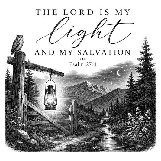 black and white, monochrome, grayscale, nature, landscape, mountains, forest, trees, scripture, religious, inspirational, spiritual, psalm, vintage, engraving, etching, rustic, woodland, night sky, moon, stars, celestial, lantern, owl, cabin, river, wildflowers, traditional, elegant, contemplative