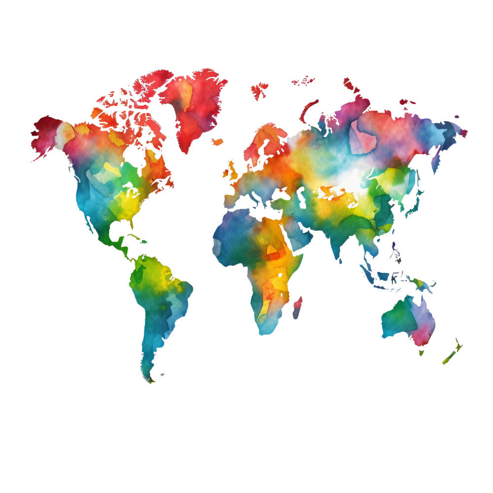 Colorful World Map Fabric Panel 15