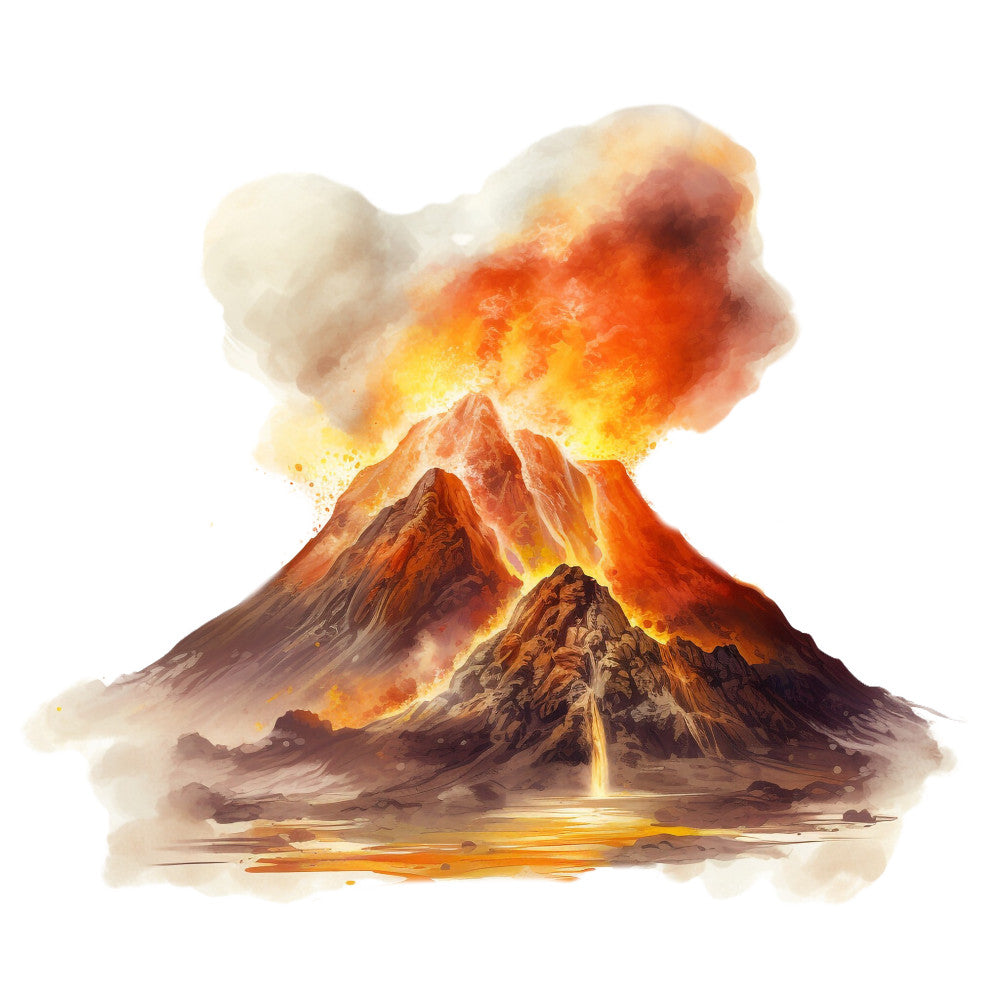 Watercolor Volcano Fabric Panel 8