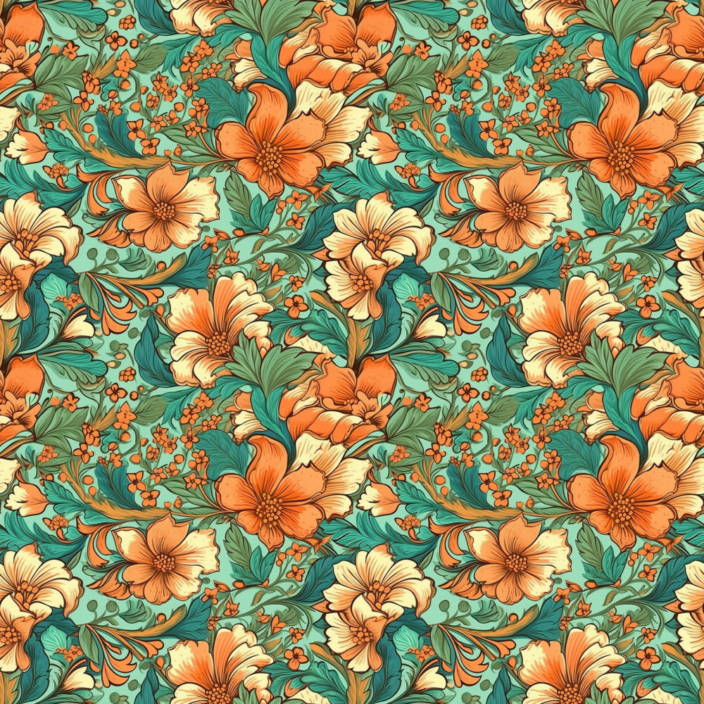 Tangerine Teal Reverie Pattern 12 Minky Fabric