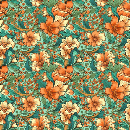 Tangerine Teal Reverie Pattern 12 Minky Fabric