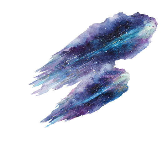 cosmic watercolor, galaxy print, night sky, celestial, starry, nebula, purple, deep blue, navy blue, turquoise, teal, lavender, magenta, gold accents, shimmer, metallic, abstract, brush stroke, watercolor, ombre, gradient, modern, whimsical, dreamy, space theme, universe, artistic, paint splatter, speckled, elegant