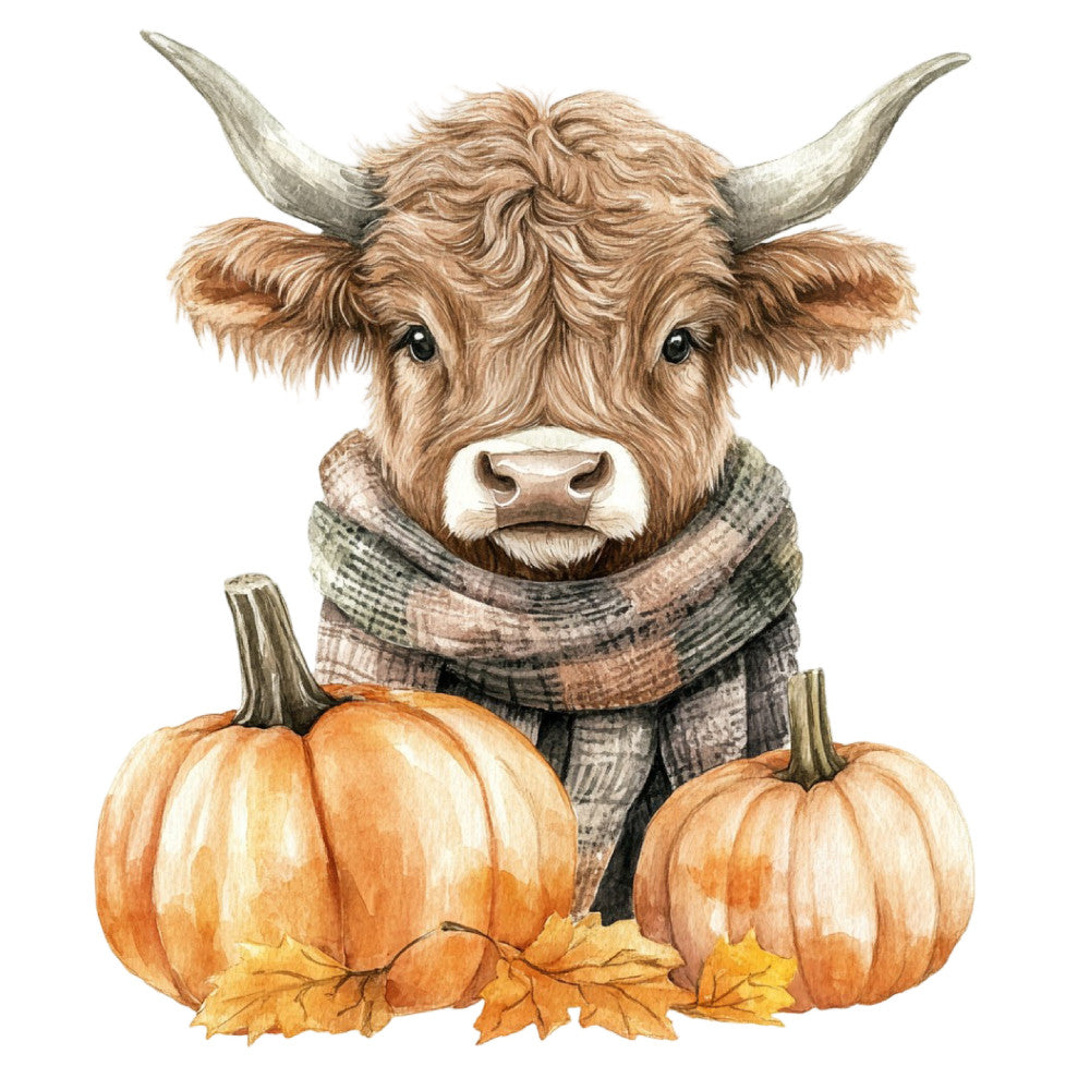 highland cow, fall, autumn, pumpkins, plaid scarf, tartan, rustic, farmhouse, country, woodland, animals, cattle, thanksgiving, harvest, cream, tan, brown, rust orange, sage green, charcoal gray, whimsical, cozy, seasonal, thanksgiving decor, fall harvest, autumn leaves, farm animals, cottage style, traditional, warm tones
