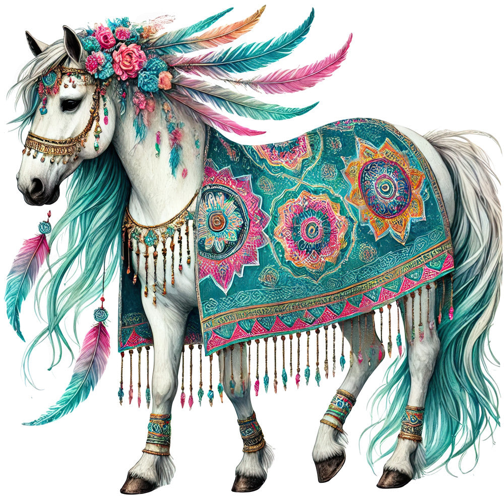 Boho Horses Fabric Panel 22