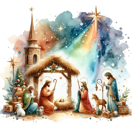 Detailed Christmas Nativity Scene Fabric Panel 27