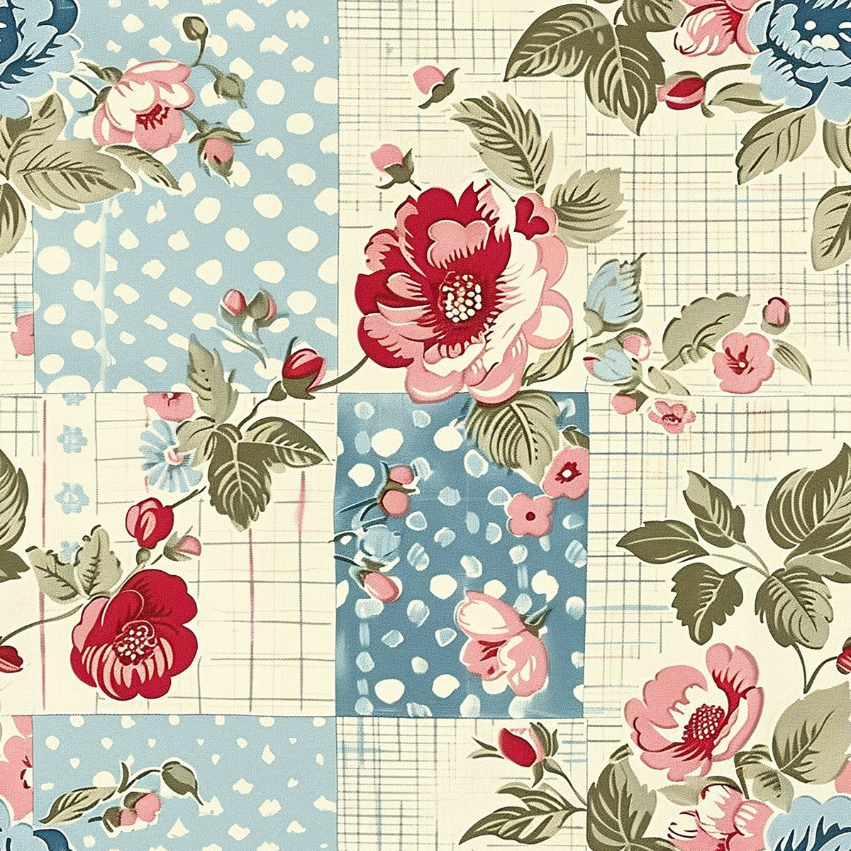 Sage Meadow Blooms Pattern 4 Minky Fabric