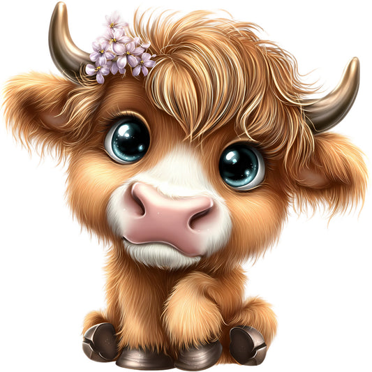 Adorable Highland Cows Fabric Panel 30