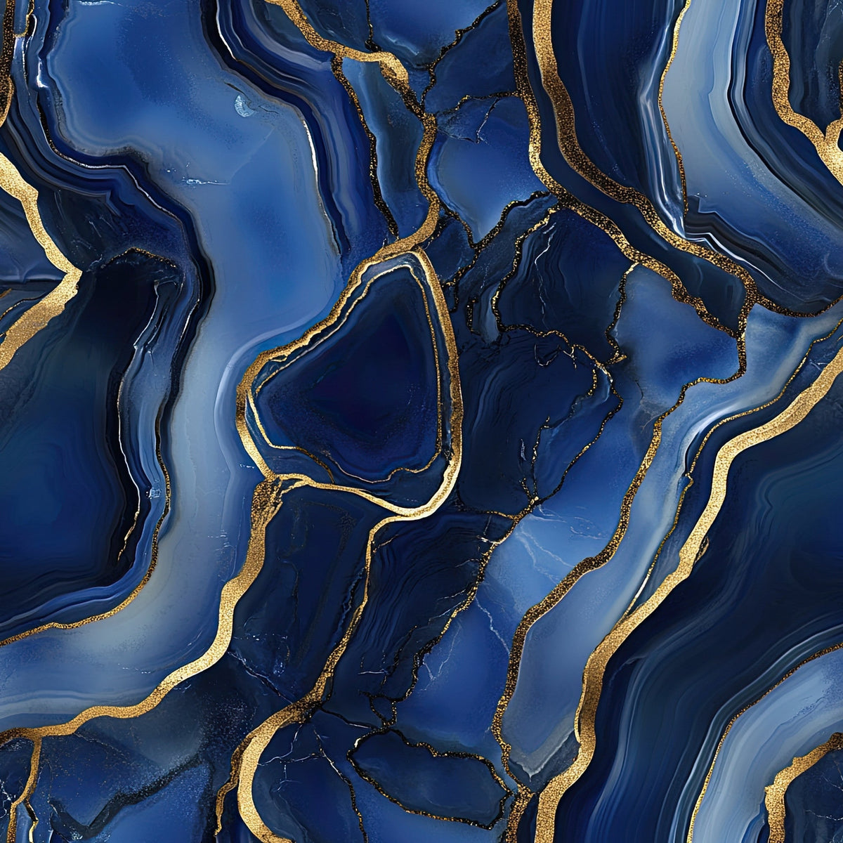 Royal Blue and Gold Agate Pattern 26 Minky Fabric