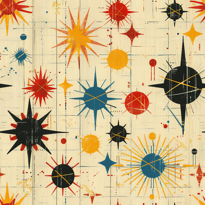 Retro Starburst Pattern 20 Quilting Cotton Fabric