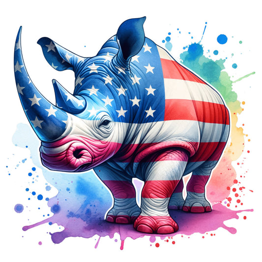 American Flag Animal Fabric Panel 9