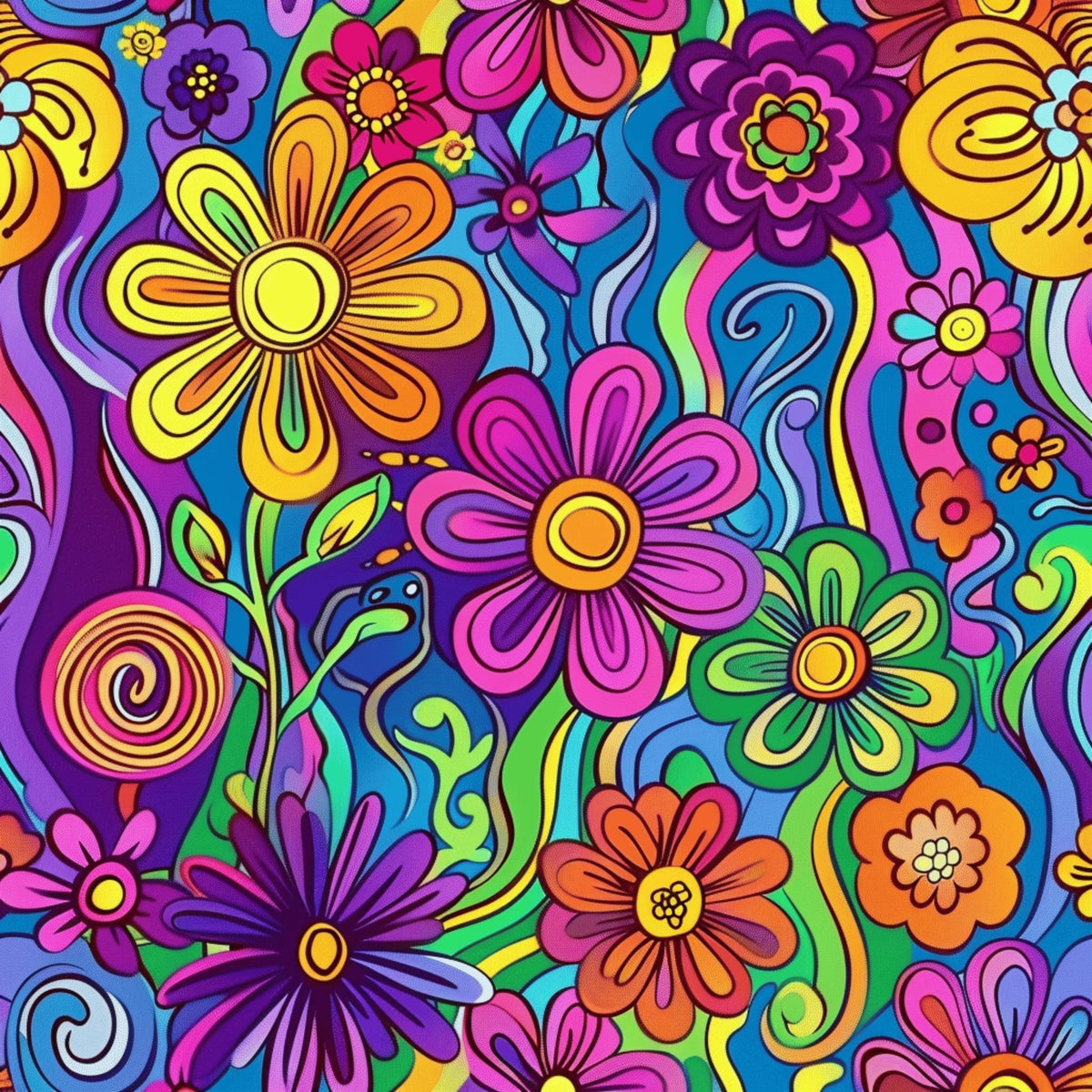 Psychedelic Petals Pattern 5 Minky Fabric