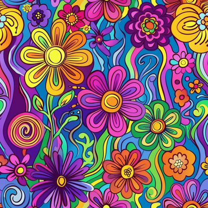 Psychedelic Petals Pattern 5 Minky Fabric