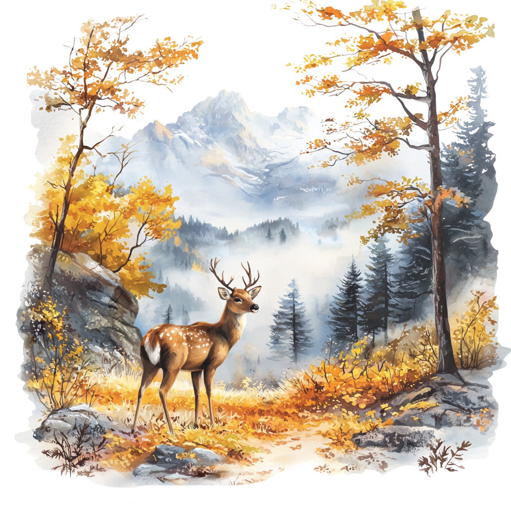 Deer in Nature Fabric Panel 20
