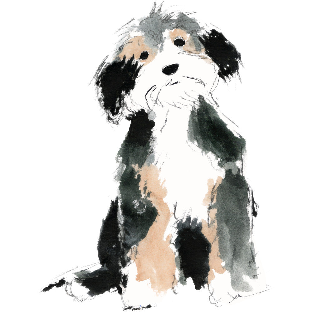 Handdrawn Doodle Dog Fabric Panel 35