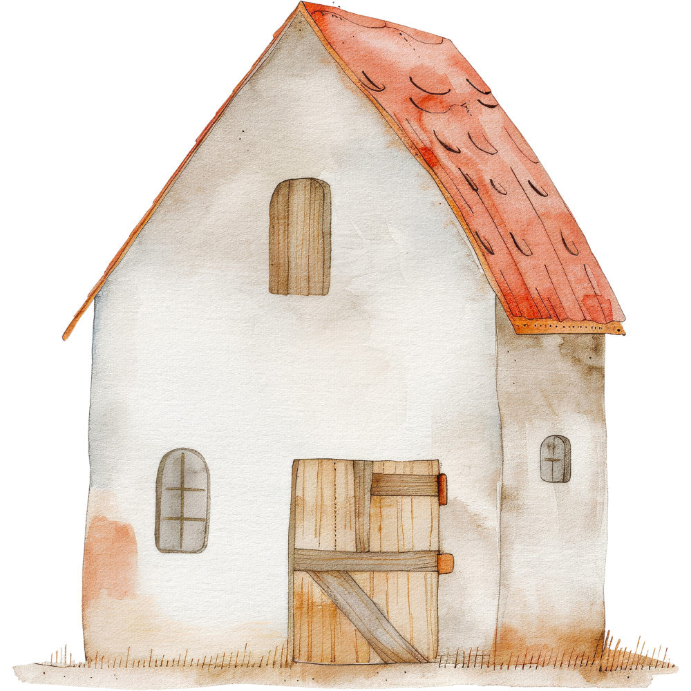 Watercolor Farm Fabric Panel 33