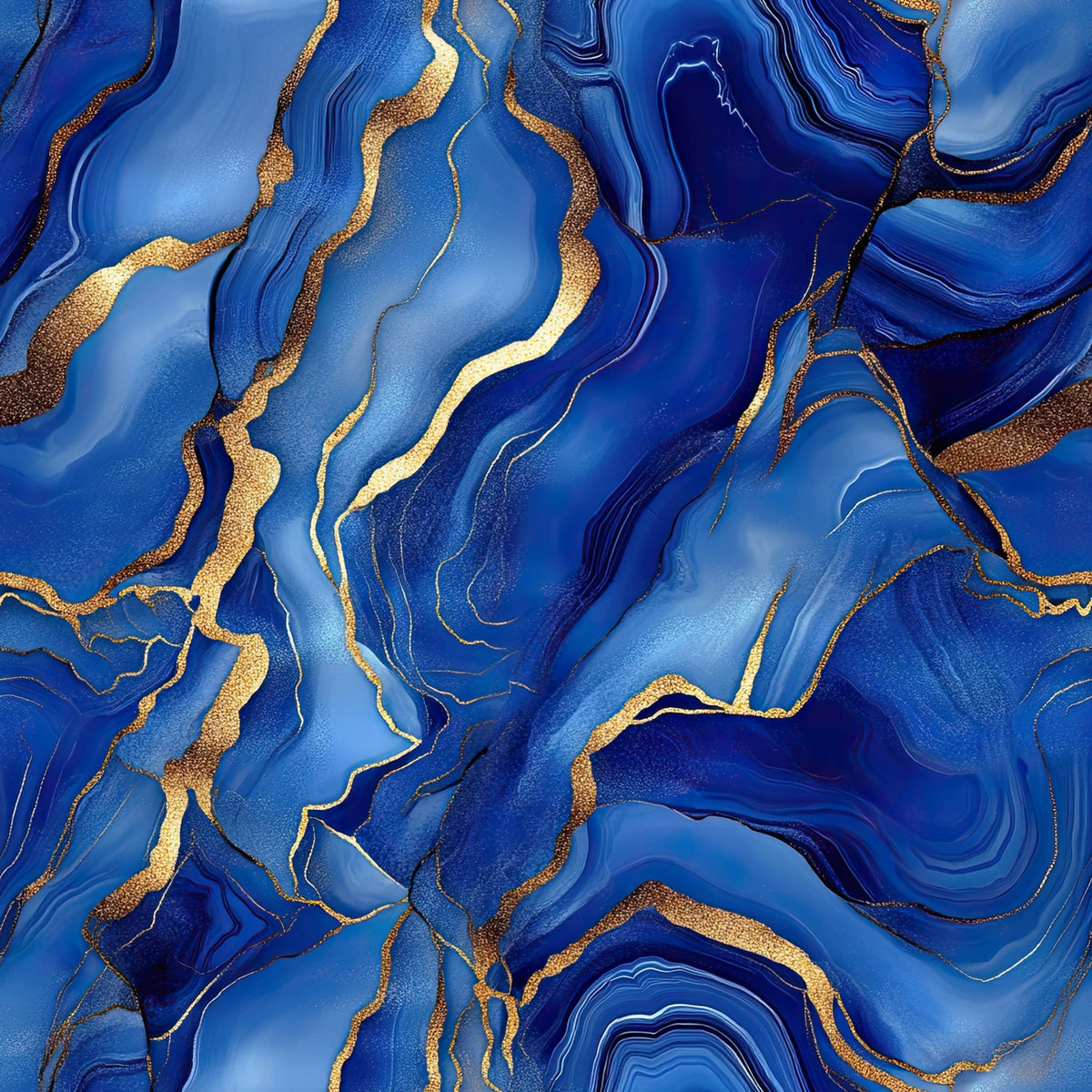 Royal Blue and Gold Agate Pattern 22 Minky Fabric