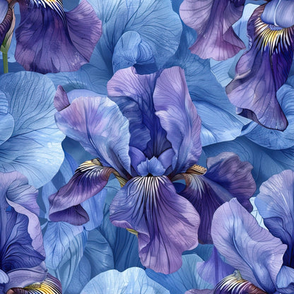 Iris Bloom Floral Pattern 2 Quilting Cotton Fabric