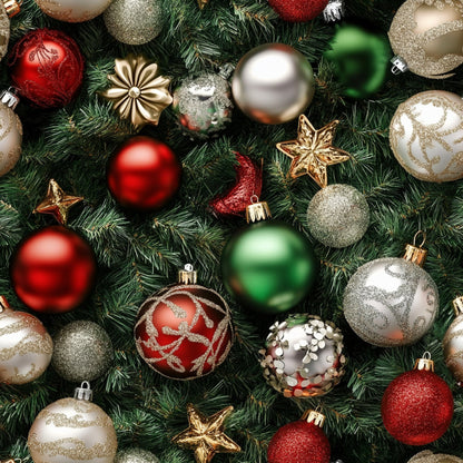 Realistic Christmas Ornaments Pattern 8 Quilting Cotton Fabric